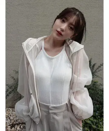 택 포함 새상품*FRAY I.D [ PUMA ] 시어 오간자 숏 블루종