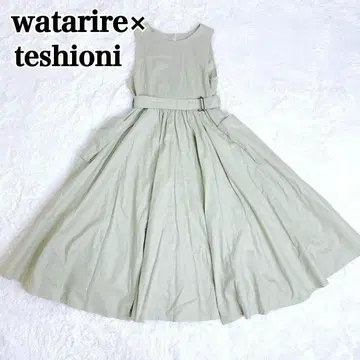 [ 와타리레 테시오니 ] 슬리브리스 린넨 플레어 원피스
