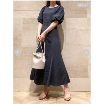 스나이델 snidel 다크 그레이 퍼프 슬리브 롱 원피스