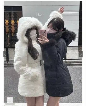 퍼 후드 다운 자켓 (블랙)