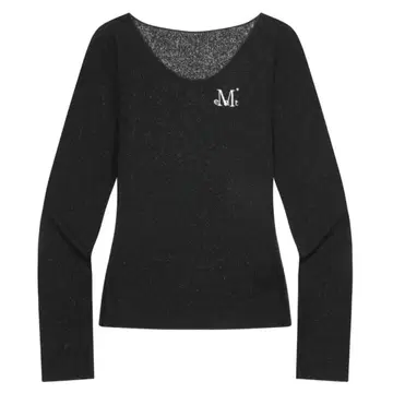 MUCENT 뤼에르 시어 V넥 니트_Black