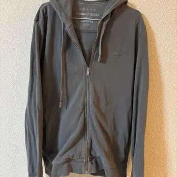 LACOSTE 그레이 풀 집업 후드티