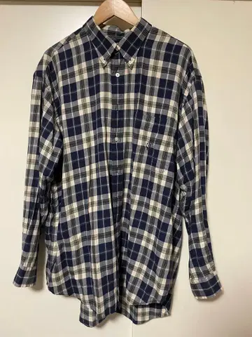 90s nautica 체크 플란넬 셔츠 XL 네이비 x 아이보리