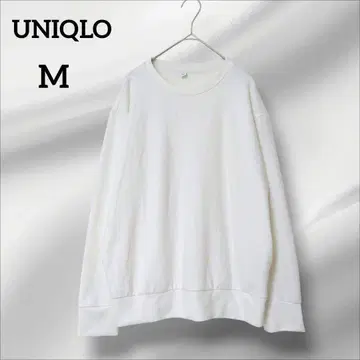 유니클로 긴팔 소프트 니트 플리스 화이트 크루넥 심플 M