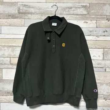 CHAMPION 리버스 위브 하프 스냅 올리브 그린