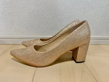 글리터 골드 스틸레토 하이힐