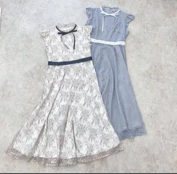 안미르 전체 레이스 리본 원피스 블루