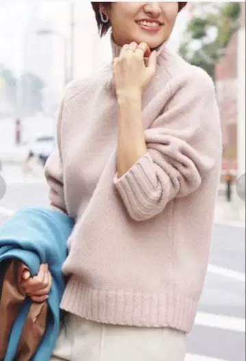 IENA AQUA 하이넥 풀오버 핑크