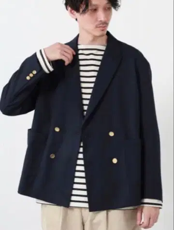 저널 스탠다드 네이비 더블 브레스트 테일러드 자켓