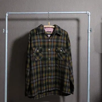 70's KENTFIELD L/S 셔츠 오픈 카라 플란넬 울 L