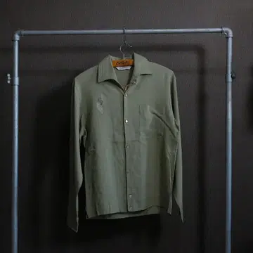 50s~60s 랜서 L/S 오픈 카라 셔츠 레이온 혼방 S