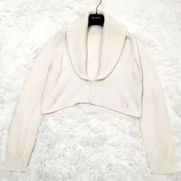 컨디션 최상 폭시 니트 가디건 캐시미어 숄카라 로고 플레이트