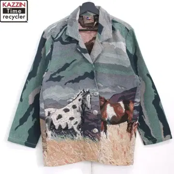 90s 빈티지 고블랑 자켓 애니멀 무늬 홀스 무늬 말 패턴