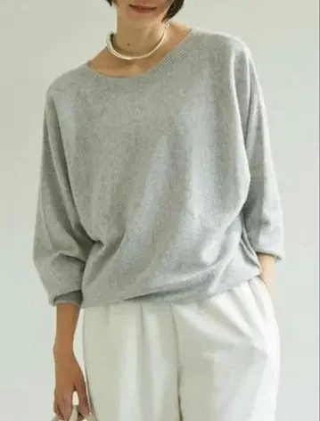 GALLARDA GALANTE 캐시미어 혼방 보트넥 돌먼 니트 그레이