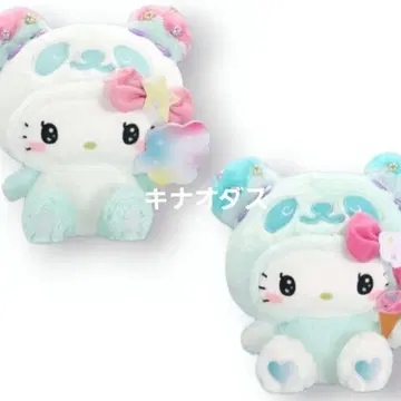 팬더 헬로키티 몽환룩 민트 컬러 BIG 봉제 인형 전 2종 세트