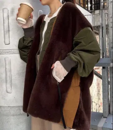 etsinta/에신타 퍼 절개 자켓