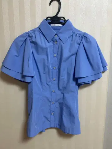 SNIDEL 더블 슬리브 블라우스 블루 반팔 셔츠 프릴