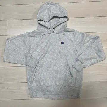 Champion Reverse Weave 후드티 M 그레이 단색 택
