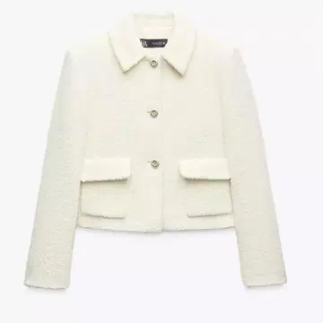 ZARA 부클레 숏 자켓 화이트 숏 자켓 XS
