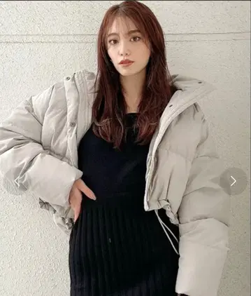 [ GYDA ] 베이지 후드 부착 다운 자켓