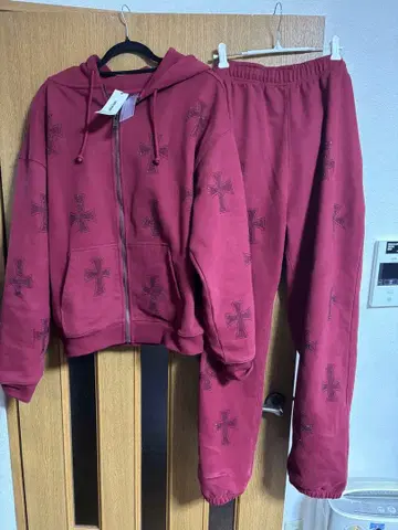 레드 풀 집업 후드티 unknown london 셋업 택 포함