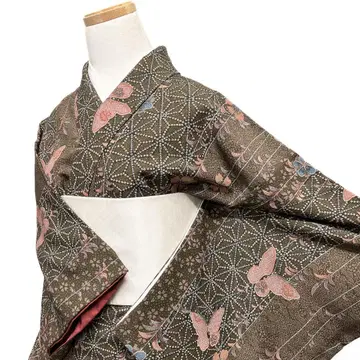 코몬 워셔블 기모노 나비 벚꽃 매실 린넨 문양 기모노 123b d ms