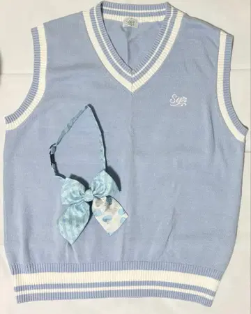 스토푸리 코론 칠드런 니트 베스트 스쿨 리본