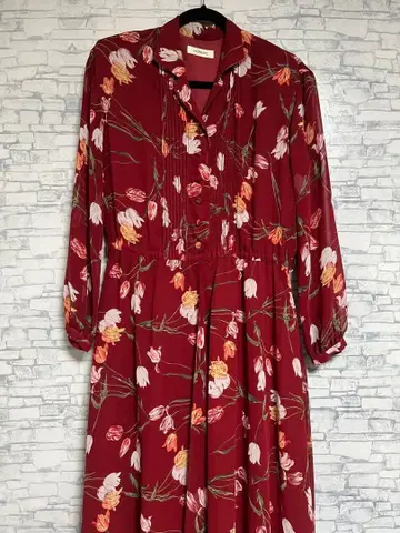 INGEBORG 7부 소매 원피스 빨간 꽃무늬 레드 여성용 잉게보그