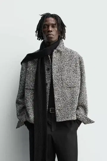 새상품 ZARA 자라 포켓 디테일 텍스처 셔츠 자켓 L