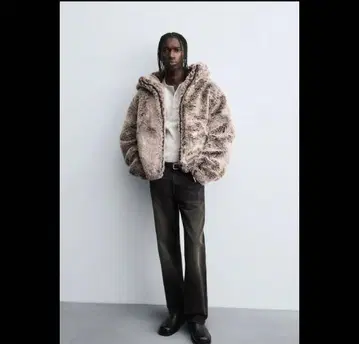 ZARA 후드 부착 브라운 보아 자켓