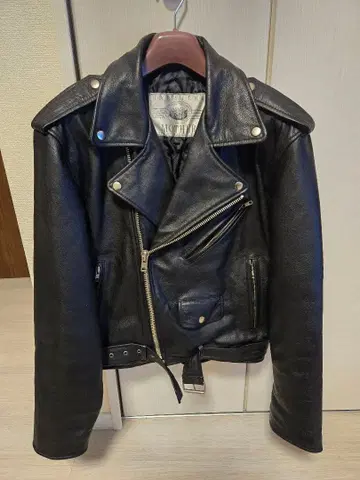 Harajuku Mother 더블 라이더 자켓 블랙 천연 가죽