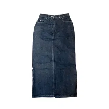 데님 롱 스커트 슬릿 포함