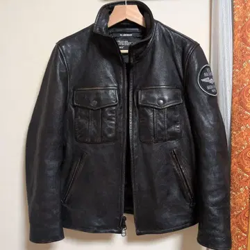 AVIREX 싱글 라이더 자켓 블랙 스탠드 카라