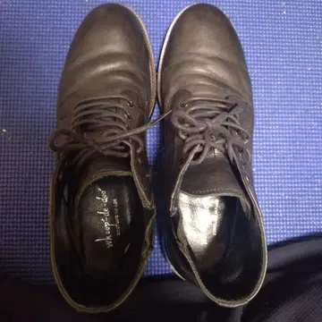 whoop de doo 레이스업 부츠 사이드 지퍼 가죽 통굽 y2k