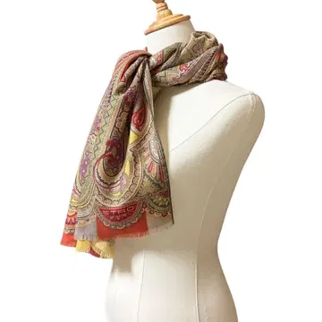 ETRO 에트로 대형 스톨 직사각형 페이즐리 실크 울