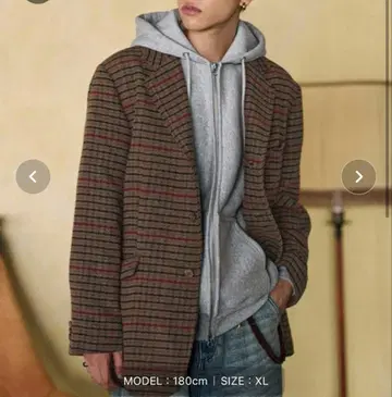 클래식 트위드 체크 테일러드 자켓 L bleme