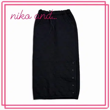 [니코앤드] 퀼팅 롱 스커트 블랙 허리밴딩 따뜻한