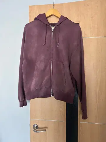 BEAMS 빈티지라이크 페이드 풀 지퍼 후디 팥