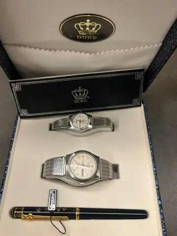 DUKE 14K 만년필 CROWN 시계 세트 금 골드