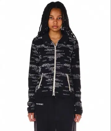 BEEDEN PILE PRINT ZIP UP TOPS 블랙 후드티