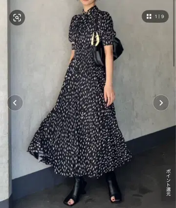 rienda 아일렛 보타이 셔츠 원피스 S