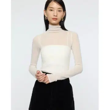 moussy SHEER TURTLE NECK KNIT 상의 아이보리