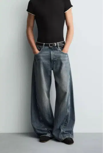 [초레어] ZARA 배기 핏 트위스트 심 데님 팬츠 EU34 jp28