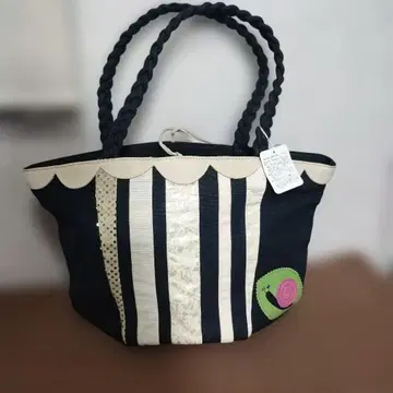 달팽이 스트라이프 디자인 토트백