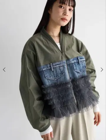 새상품 RADIATE 라디에이트 데님 x 튤 도킹 블루종