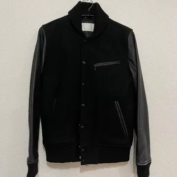 M URBAN RESEARCH iD 램 가죽 바시티 자켓 블랙