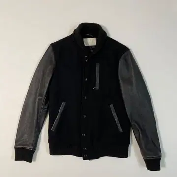 M URBAN RESEARCH iD 램 가죽 바시티 자켓 블랙