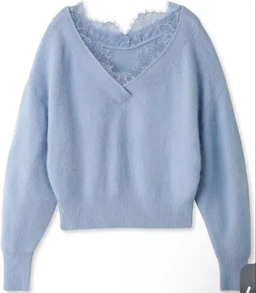 SNIDEL 퍼라이크 카라 레이스 풀오버 BLU