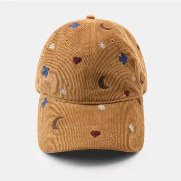 ZARA 새 달 자수 코듀로이 캡