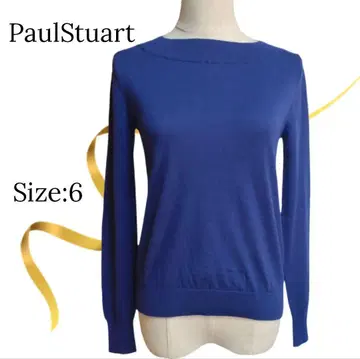 컨디션 최상 PaulStuart 니트 긴팔 블루 양모 실크 캐시미어